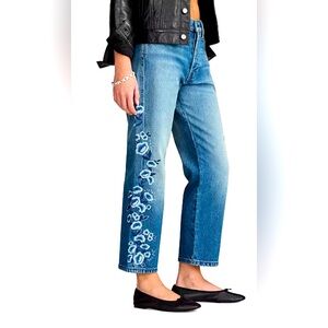 Lucky Brand Women’s 90s Embroidered Loose High Rise Crop Jeans / Size 6 / NWT